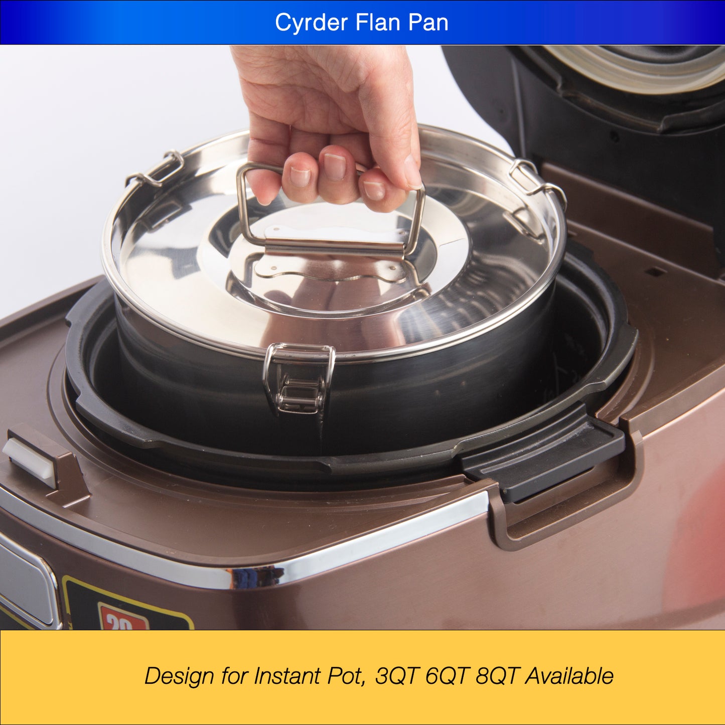 CYRDER Stainless Steel Flan Pan, Flanera Mold Cooker for Baking, Compatible with Instant Pot 6 8 10qt, Custard Pan, Flan dish with lid, Tart pan, Round fluted dish, oven safe …