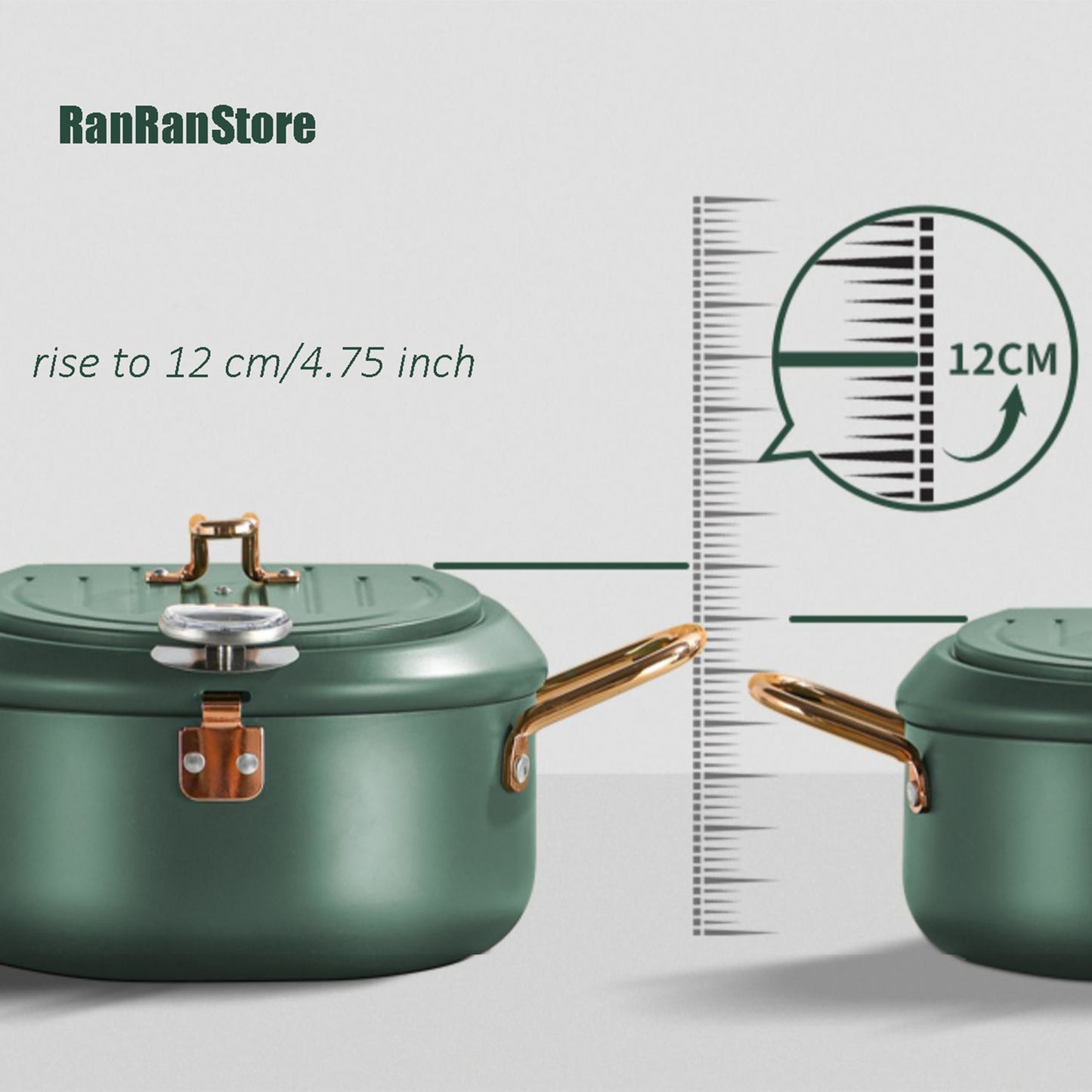 CYRDER Japanese Tempura Deep Fryer Pot with Fahrenheit Thermometer 3.5L- Nonstick Carbon Steel Oil Fryer, Fried Tempura/Chicken/Fish/Shrimp, Easy Clean, Green Big Tempura Pan, 10.2inch