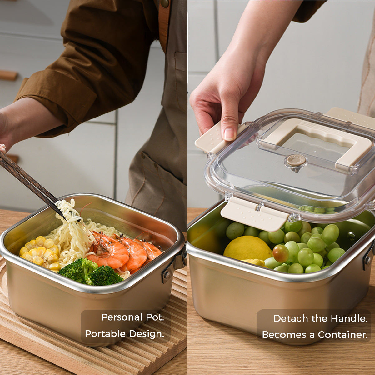 CYRDER  Stainless Steel Deep Fryer Pot with Basket - Compact Frying Pot with Lid, Square Muliti Fuctional Pot with Tong and Steamer Rack, All in one pot for frying steaming cooking and fresh-keeping