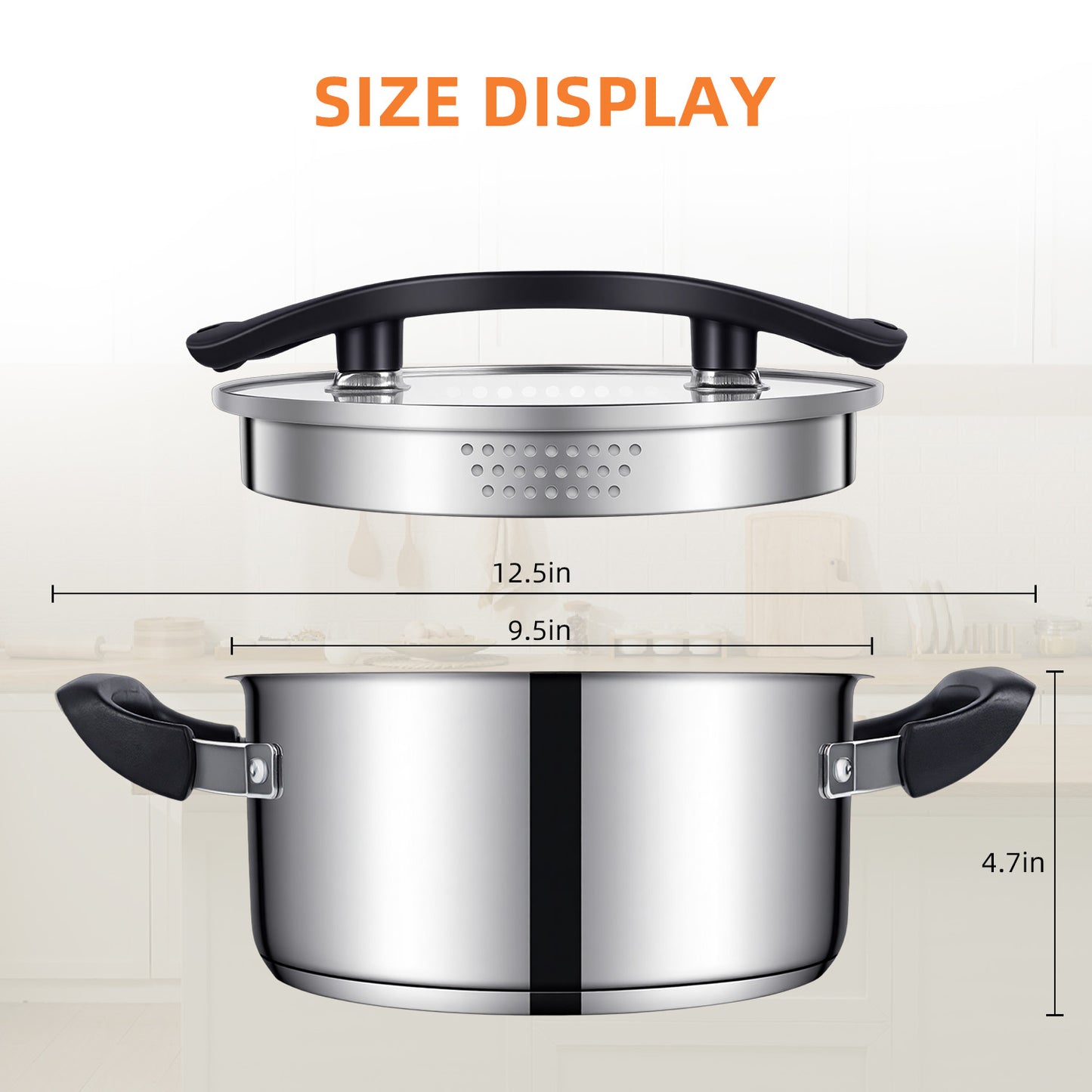 CYRDER Stainless Steel Pasta Pot- Induction Pasta Pot with Strainer, Easy Stain &Perfect for Single and Couple, Dishwasher Safe