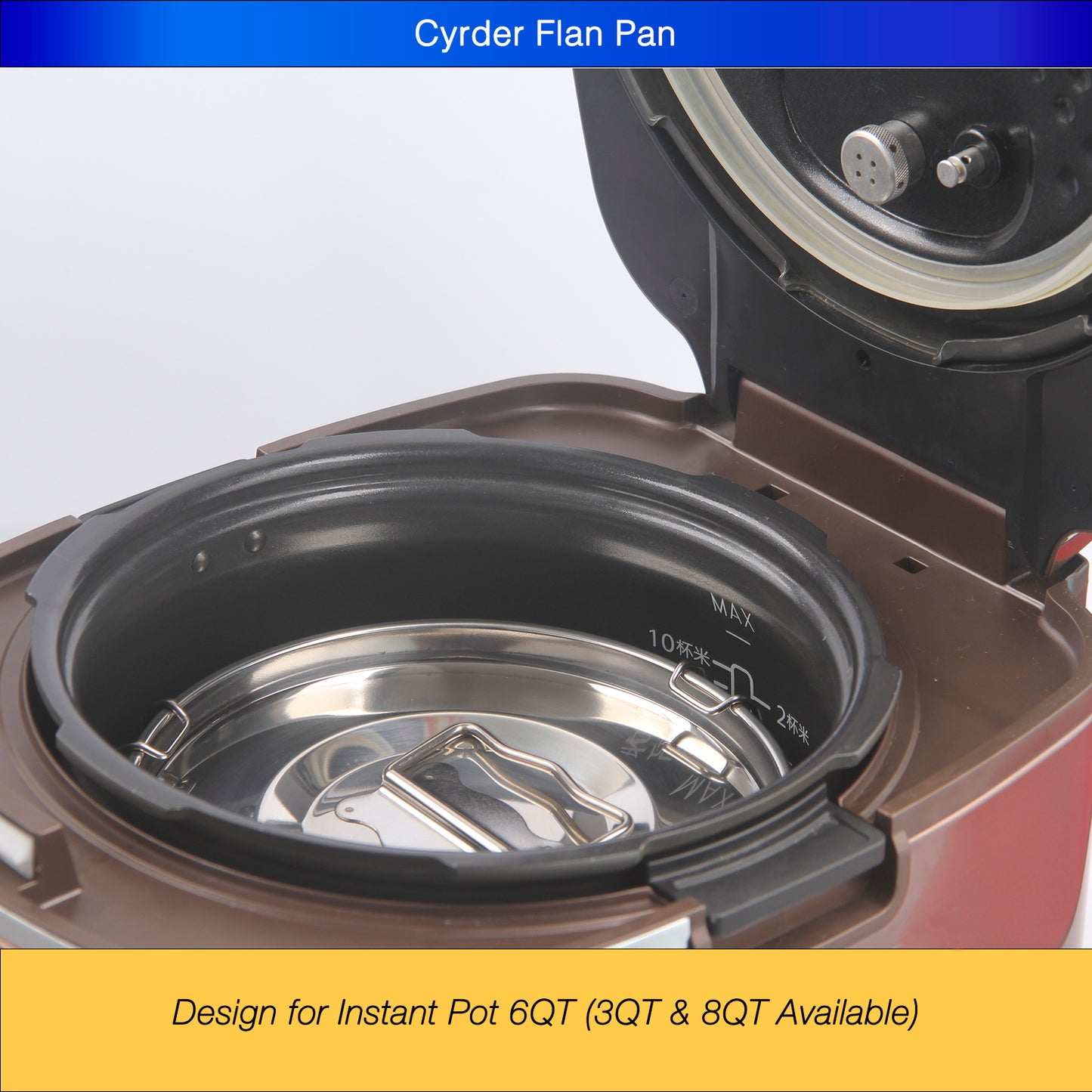 CYRDER  Stainless Steel Flan Pan, Flanera Mold Cooker for Baking, Compatible with Instant Pot 6 8 10qt, Custard Pan, Flan dish with lid, Tart pan, Round fluted dish, oven safe …