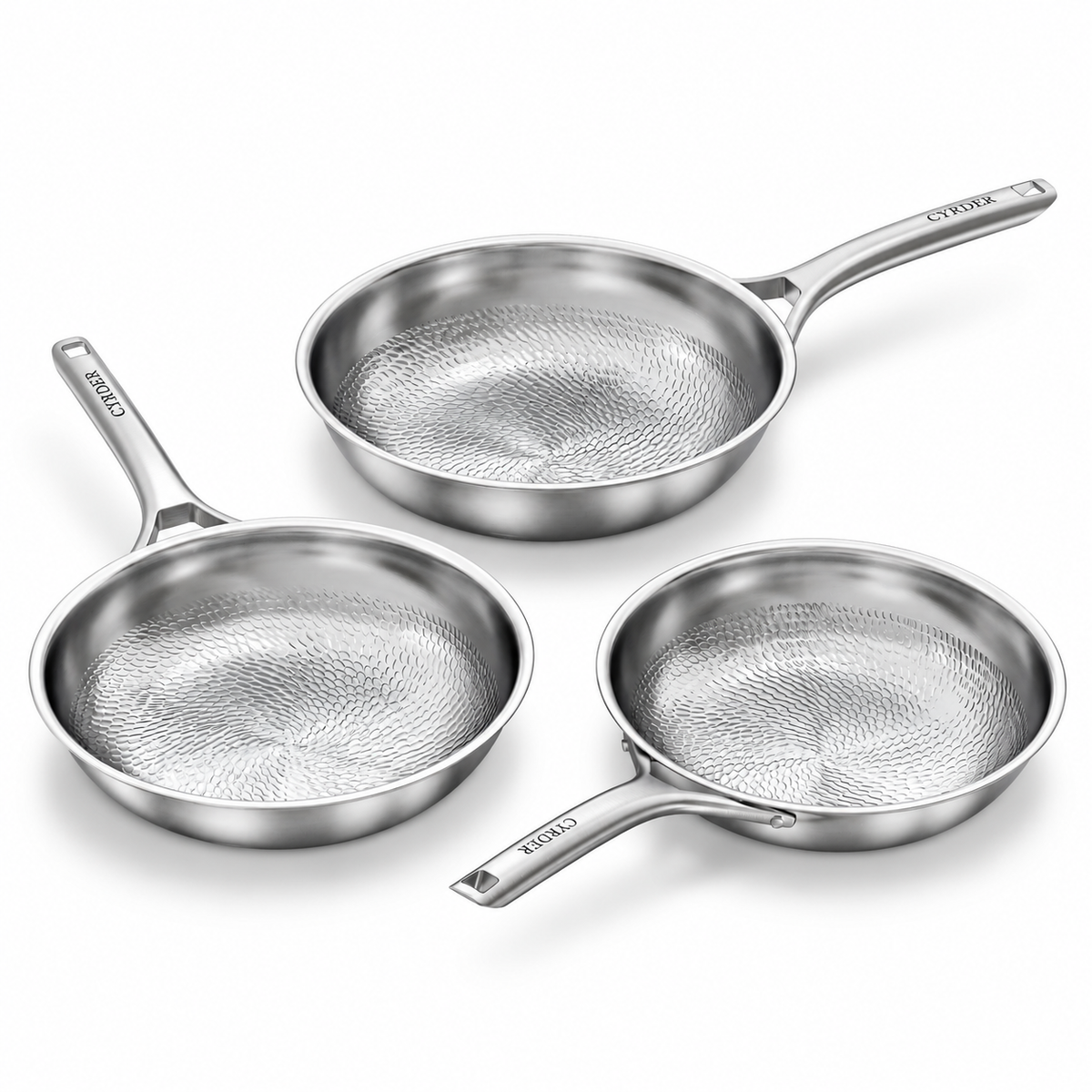 12-Inch Pure Titanium Frying Pan with Lid, Physical Non-Stick Non-Toxin / Chemical-Free Coating, Frying Pan with Hammered Interior, 5-Ply Clad, Heat More Evenly, Induction Compatible